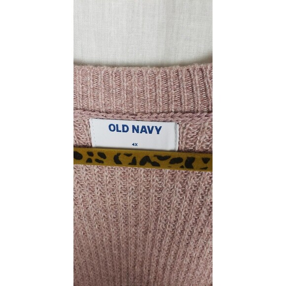 Old Navy Sweater Womens Plus 4X Mauve Henley Button Long Pullover Rib Knit - Picture 3 of 6